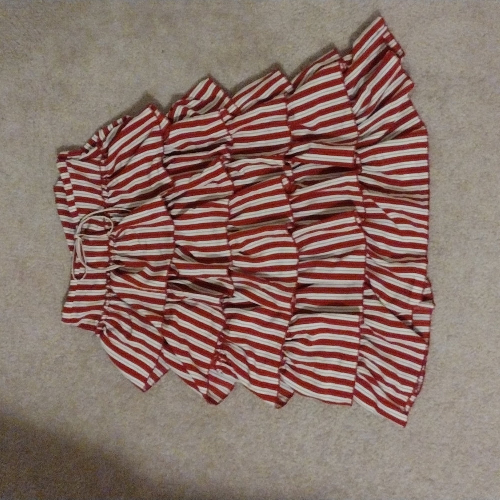 Red & White Stripped Layered Skirt Size Small